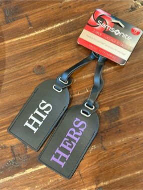 2/$10 Samsonite His&Hers Leather Luggage Tags